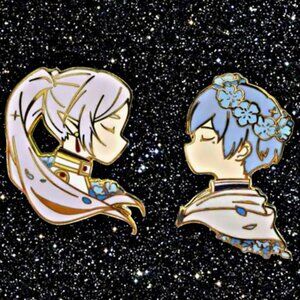 Frieren Beyond Journey’s End Himmel and Frieren SET Gold Silhouette Enamel Pin